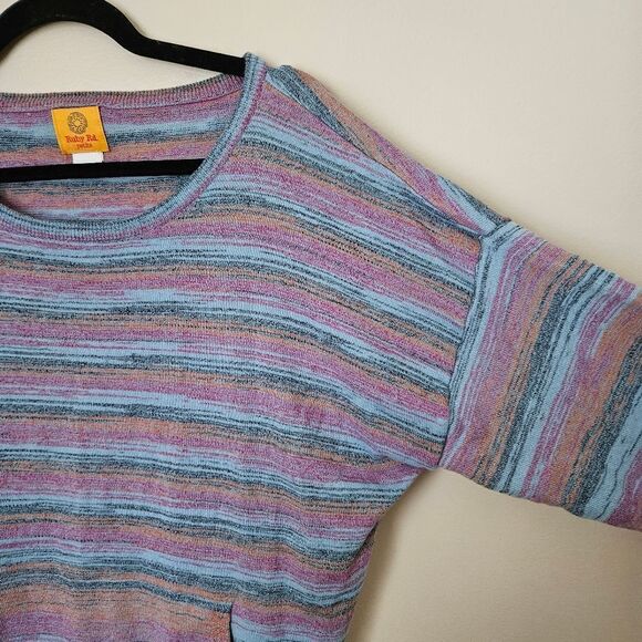Ruby Rd. Top Knit Striped Petite Blue Purple Orange Pocket Cinched Sides Casual - Picture 4 of 10